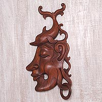 Wood wall sculpture, 'Mermaid Wonder' - Woman and Dolphin Hand Carved Wood Wall Accent
