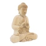 Crocodile wood statuette, 'Gesture of Teaching' - Unique Wood Buddha Sculpture in Vitarka Mudra Pose