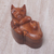 Wood puzzle box, 'Cat at Play' - Playful Cat Carved Suar Wood Puzzle Box
