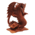 Wood statuette, 'Fierce Dragon' - Detailed Wood Sculpture of Fierce Dragon from Bali