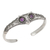 Amethyst cuff bracelet, 'Always Watching' - Women's Owl Cuff Bracelet with Amethysts in Sterling Silver thumbail