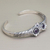 Amethyst cuff bracelet, 'Always Watching' - Women's Owl Cuff Bracelet with Amethysts in Sterling Silver (image 2b) thumbail