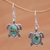 Sterling silver dangle earrings, 'Turtle Pond' - Reconstituted Turquoise Turtle Earrings in Sterling Silver (image 2) thumbail