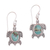 Sterling silver dangle earrings, 'Turtle Pond' - Reconstituted Turquoise Turtle Earrings in Sterling Silver (image 2a) thumbail