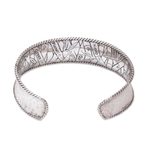 Sterling silver cuff bracelet, 'Reforestation' - Sterling Silver Nature Themed Cuff Bracelet from Bali