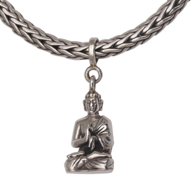 Pulsera de dijes de plata esterlina - Pulsera con dije de Buda con cadena Naga de plata esterlina