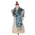 Silk batik scarf, 'Mega Mendung' - Blue and Green Patterned Batik Silk Scarf from Bali