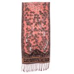 Silk batik scarf, 'Blushing Eden' - Blush and Grey Floral Batik Silk Scarf Boxed Gift Set