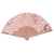 Silk batik fan, 'Bangli Springtime' - Pink Floral Hand Fan Crafted from Silk and Pinewood