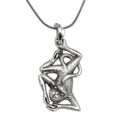 Cultural Monkey-Themed Sterling Silver Pendant Necklace
