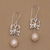 Cultured pearl dangle earrings, 'Butterfly Eden' - Cultured Pearl Butterfly Dangle Earrings from Bali (image 2b) thumbail