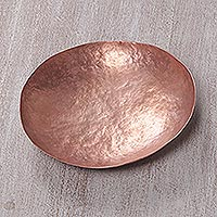 Copper catchall, 'Butterum Aura' - 5.5-Inch Artisan Handcrafted Copper Centerpiece Catchall