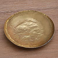 Catchall de latón, 'Goldenrod Aura' - Catchall de pieza central de latón artesanal de 5,5 pulgadas