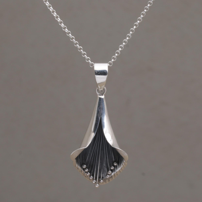 Sterling silver pendant necklace, 'Nature's Trumpet' - Artisan Crafted Trumpet-Like Flower Pendant Necklace