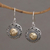 Aretes colgantes de plata esterlina con detalles dorados - Pendientes colgantes estilo balinés de oro y plata de ley