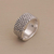 Gold accented sterling silver band ring, 'Feathers and Scales' - Gold Accented Silver Band Ring with Feathers and Scales (image 2c) thumbail