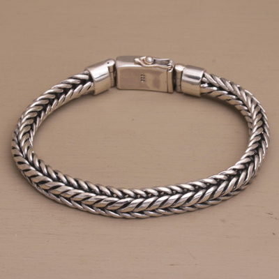 Sterling silver chain bracelet, 'Bold Shine' - Sterling Silver Naga Chain Bracelet from Bali