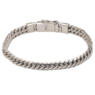 Chain Bracelet Crafted of Sterling Silver from Bali