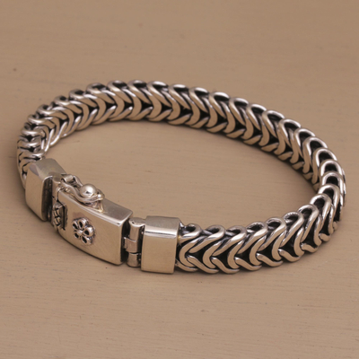 Sterling silver chain bracelet, 'Mystery Links' - Bracelet Crafted of Sterling Silver from Bali