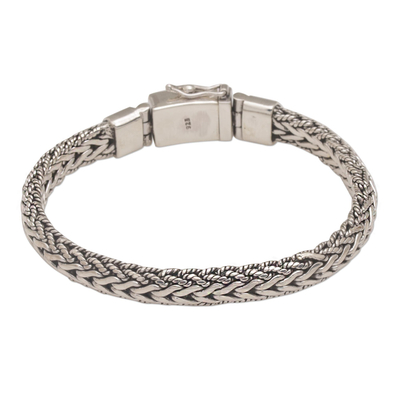 Sterling Silver Chain Wristband Bracelet from Bali