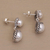 Cultured pearl dangle earrings, 'Cool Reflection' - Sterling Silver Dangle Earrings with White Cultured Pearls (image 2b) thumbail