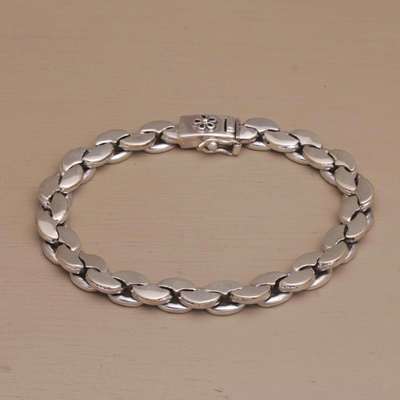 Handcrafted Sterling Silver Chain Bracelet from Bali
