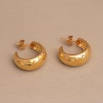 Gold plated sterling silver half hoop earrings, 'Radiant Shine' - Balinese Gold Plated 925 Half Hoop Silver Earrings
