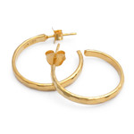 Gold plated sterling silver half hoop earrings, 'Slim Radiant Shine' - Gold Plated 925 Slim Half Hoop Silver Earrings from Bali