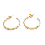 Gold plated sterling silver half hoop earrings, 'Slim Radiant Shine' - Gold Plated 925 Slim Half Hoop Silver Earrings from Bali