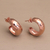 Rose gold plated sterling silver half hoop earrings, 'Radiant Shine' - Balinese Rose Gold Plated 925 Half Hoop Silver Earrings (image 2b) thumbail