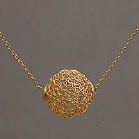 Collar colgante chapado en oro, 'Nido Redondo' - Collar colgante de plata de ley bañado en oro de 18k