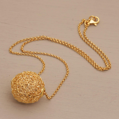 Collar colgante chapado en oro - Collar colgante de plata de ley chapada en oro de 18k