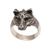 Men's sterling silver ring, 'Wolf's Gaze' - Men's Sterling Silver and Garnet Wolf Ring from Bali thumbail