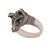 Men's sterling silver ring, 'Wolf's Gaze' - Men's Sterling Silver and Garnet Wolf Ring from Bali (image 2d) thumbail