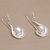 Cultured pearl dangle earrings, 'Marking Time' - Sterling Silver and Cultured Pearl Dangle Earrings (image 2b) thumbail