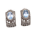 Blue topaz half-hoop earrings, 'Vine Curves' - Half-Hoop Silver Earrings with One Carat of Blue Topaz Gems thumbail