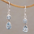 Blue topaz dangle earrings, 'Double Drops' - Blue Topaz Dangle Earrings in Sterling Silver Bezels (image 2) thumbail