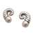 Cultured pearl button earrings, 'Ancient Ammonite' - Fossil Shaped Sterling Earrings with Cultured Pearls thumbail
