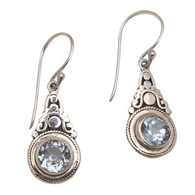 Fair Trade Blue Topaz and Silver Earrings from Bali