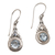 Blue topaz dangle earrings, 'Celestial Crowns' - Fair Trade Blue Topaz and Silver Earrings from Bali