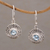 Blue topaz dangle earrings, 'Dainty Shields' - Round Sterling Silver Earrings with Blue Topaz Gems (image 2) thumbail