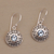 Blue topaz dangle earrings, 'Dainty Shields' - Round Sterling Silver Earrings with Blue Topaz Gems (image 2b) thumbail