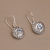 Blue topaz dangle earrings, 'Dainty Shields' - Round Sterling Silver Earrings with Blue Topaz Gems (image 2c) thumbail