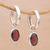Garnet hoop earrings, 'Out of the Loop' - Versatile Garnet Hoop Earrings with Sterling Silver (image 2b) thumbail