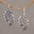 Sterling silver drop earrings, 'Germander Leaf' - Combination Finish Silver Leaf Drop Earrings (image 2) thumbail