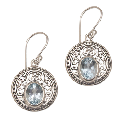 Blue topaz dangle earrings, 'Aqua Pura' - Three Carat Blue Topaz and Sterling Silver Earrings