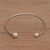 Cultured pearl cuff bracelet, 'Moonlight Ends' - Cultured Freshwater Pearl Sterling Silver Cuff Bracelet thumbail