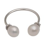 Cultured pearl wrap ring, 'Moonlight's End' - Cultured Pearl and Sterling Silver Wrap Ring