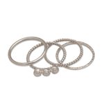 Cultured pearl stacking rings, 'United Moons' (set of 4) - 925 Sterling Silver Cultured Pearl Stacking Rings (Set of 4)