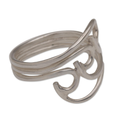 Sterling silver cocktail ring, 'Washed Ashore' - Artisan Crafted Wave-Like Sterling Silver Cocktail Ring